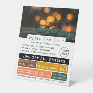 Black Frames, Optician, Technical Practitioner Pedestal Sign