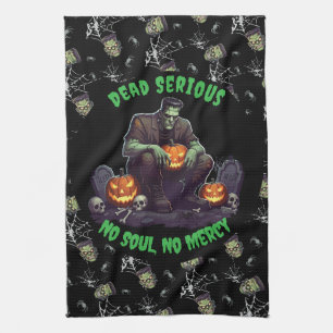 🖤 Black Frankenstein Doormat 💀🚪 Kitchen Towel
