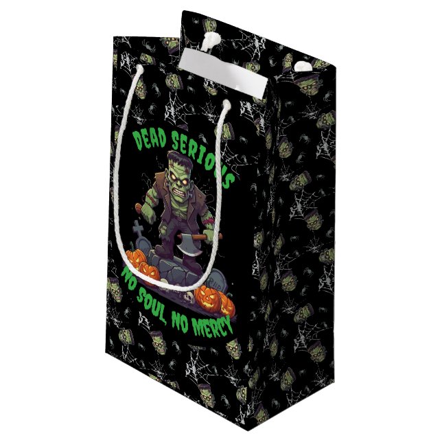 🖤 Black Frankenstein Halloween Gift Bag (Back Angled)
