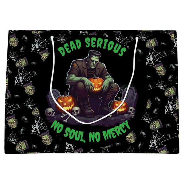 🖤 Black Frankenstein Halloween Gift Bag 💀🎃 (Front)