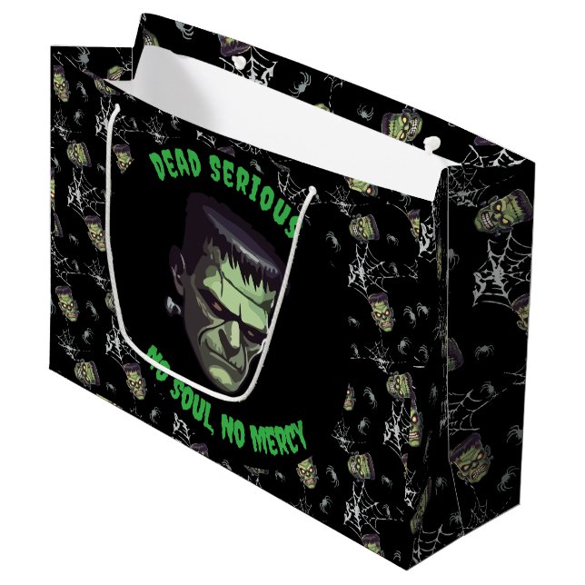 🖤 Black Frankenstein Halloween Gift Bag 💀🎃 (Front Angled)