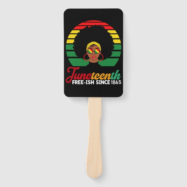Black Freedom Free Ish Since 1865 Juneteenth  Hand Fan (Front)