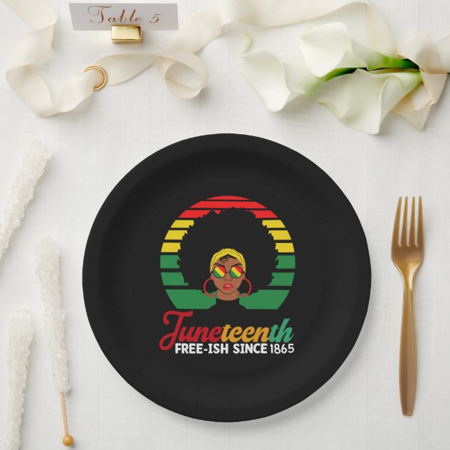 Black Freedom Free Ish Since 1865 Juneteenth  Paper Plate (Wedding)