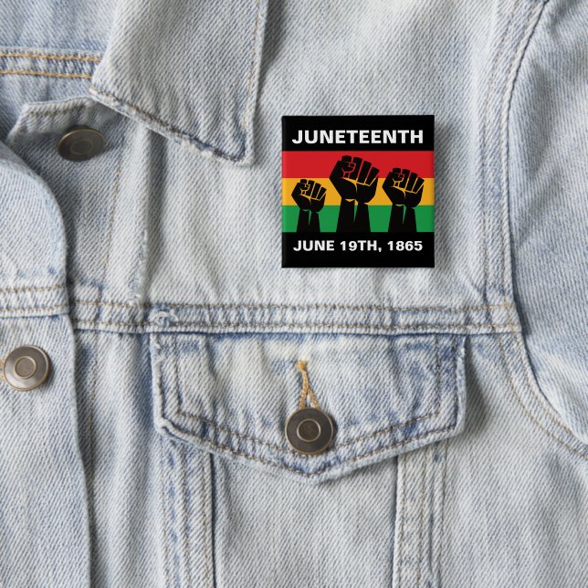 Black freedom Juneteenth African American pride 2 Inch Square Button (In Situ)