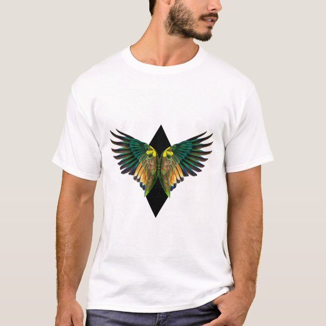 Black Freedom Wings Diamond Design T-Shirt (Front)
