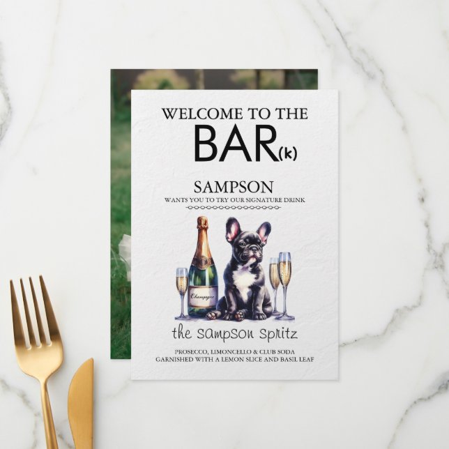 Black French Bulldog Bar Menu (Front/Back In Situ)
