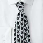 Black French Bulldog Blue Neck Tie<br><div class="desc">A fun little Black French Bulldog or Frenchie pattern on a duck egg blue background. Great for all dog lovers, pet sitters, dog walkers and veterinarians. Original art by Nic Squirrell.</div>