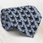 Black French Bulldog Blue Neck Tie<br><div class="desc">A fun little Black French Bulldog or Frenchie pattern on a duck egg blue background. Great for all dog lovers, pet sitters, dog walkers and veterinarians. Original art by Nic Squirrell.</div>