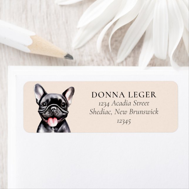 Black French Bulldog Chien Adresse personnalisée (En situation)