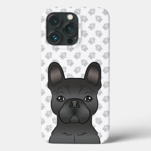 Black French Bulldog / Frenchie Cartoon Dog & Paws iPhone 13 Pro Case