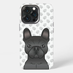 Black French Bulldog / Frenchie Cartoon Dog & Paws iPhone 13 Pro Case