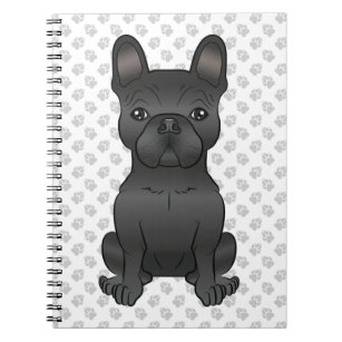 Black French Bulldog / Frenchie Cartoon Dog & Paws Notebook