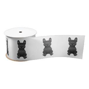 Black French Bulldog / Frenchie Cute Cartoon Dog Satin Ribbon