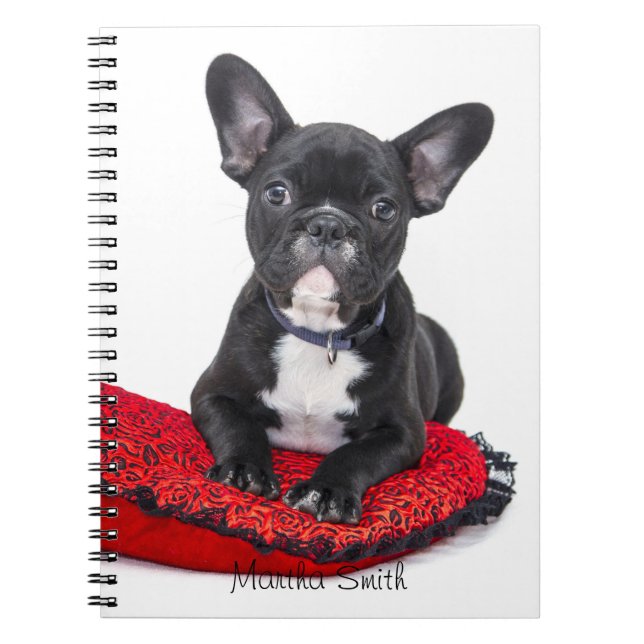 Black French Bulldog Photo // Personalized Notebook (Front)