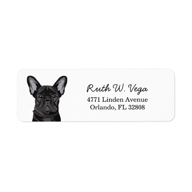 Black French Bulldog Return Address Label (Front)