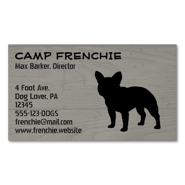 Black French Bulldog Silhouette | Frenchie Dog Magnetic Business Card (Front)