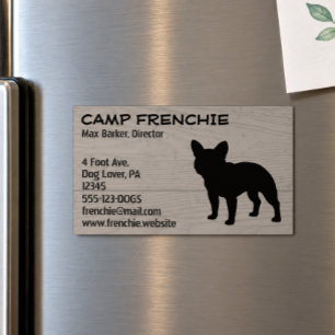 Black French Bulldog Silhouette Frenchie Dog Magnetic Business Card