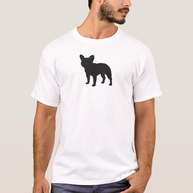 Black French Bulldog Silhouette | Frenchie Dog T-Shirt (Front)