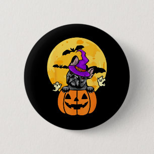 Black French Bulldog Witch Dog Lover Halloween 2 Inch Round Button