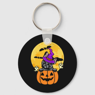 Black French Bulldog Witch Dog Lover Halloween Keychain