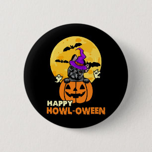 Black French Bulldog Witch Dog Lover Happy 2 Inch Round Button