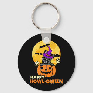 Black French Bulldog Witch Dog Lover Happy Keychain