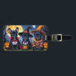 Black French Bulldogs Pumpkin Halloween Funny Luggage Tag<br><div class="desc">A playful Halloween scene featuring a mischievous little pup peeking out of a carved pumpkin,  surrounded by spooky-fun fall vibes. With cheeky charm and autumn colours,  it’s the perfect touch of humour for the season.</div>