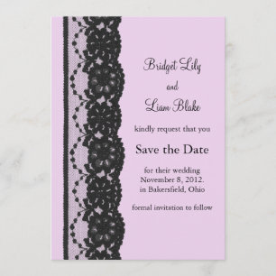 Black French Lace Save the Date