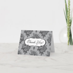 Black French Lace Thank You Note Card