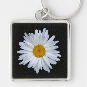 Black French Script & Daisy- Keychain