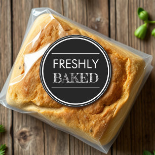 Black   Freshly Baked Bread Bakery Classic Round Sticker