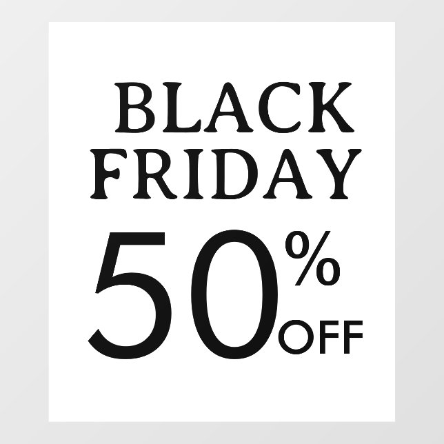 Black Friday Logo | Minimal White Business Sale Window Cling (Sheet)