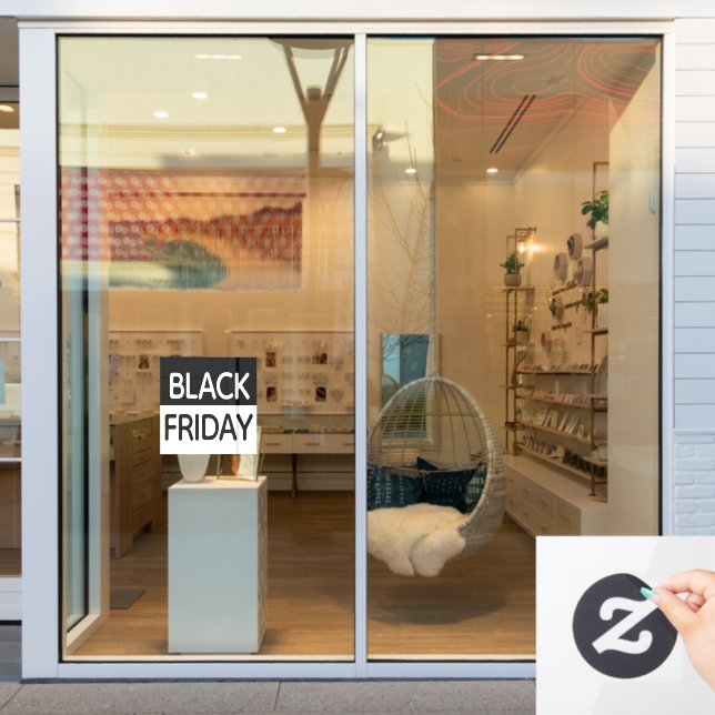 Black Friday - Modern, Minimial Black & White Window Cling (Store Window)