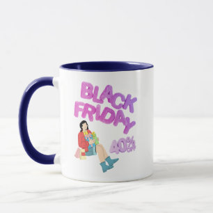 Black Friday Mug-Blue & White Coffee Cup   40% OFF