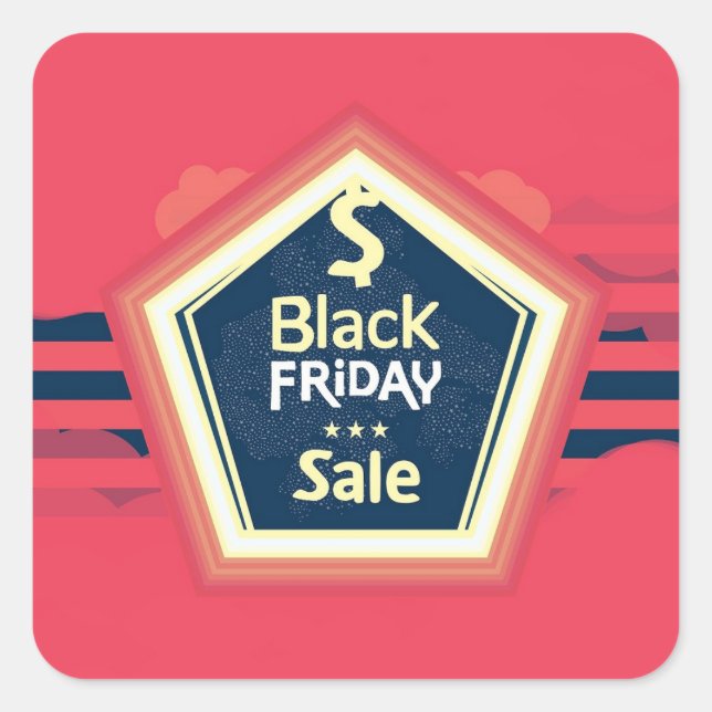 Black Friday Sale Ad Square Sticker (Front)