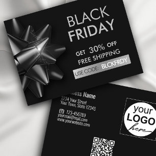 Black Friday Sale Bow Grey QR Code Discount Card