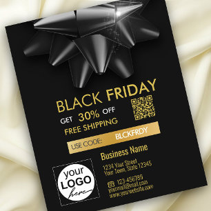 Black Friday Sale Noble Bow QR Code Discount Flyer
