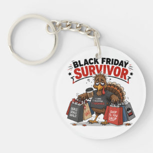 Black Friday Survivor Turkey Shopping Funny Humour Keychain