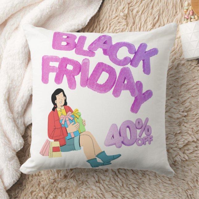 Black Friday Throw Pillow | Cozy Comfort with 40%  (Blanket)