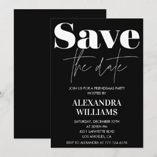 Black Friendsmas invitations Save the date