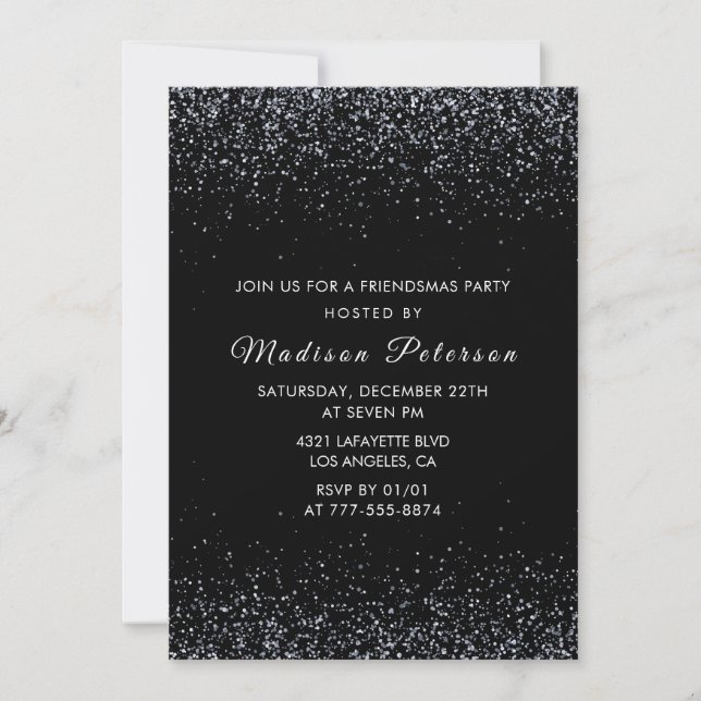 Black Friendsmas invitations Silver Parties scinti (Devant)
