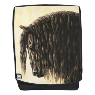Black Friesian Draught Horse Backpack