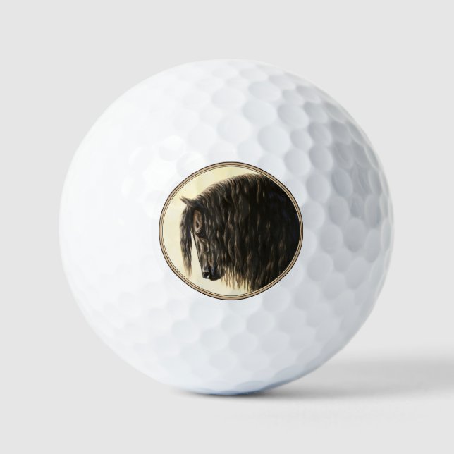 Black Friesian Draught Horse Golf Balls (Front)