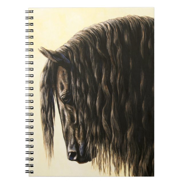 Black Friesian Draught Horse Notebook (Front)