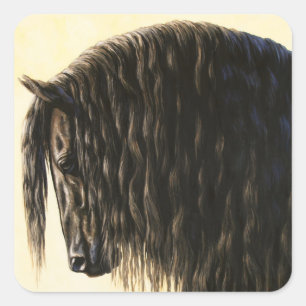 Black Friesian Draught Horse Square Sticker