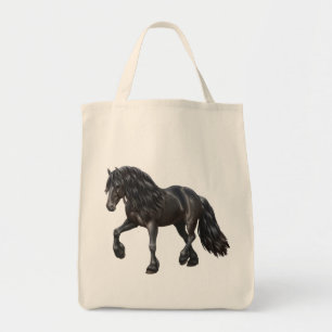Black Friesian Draught Horse Tote Bag