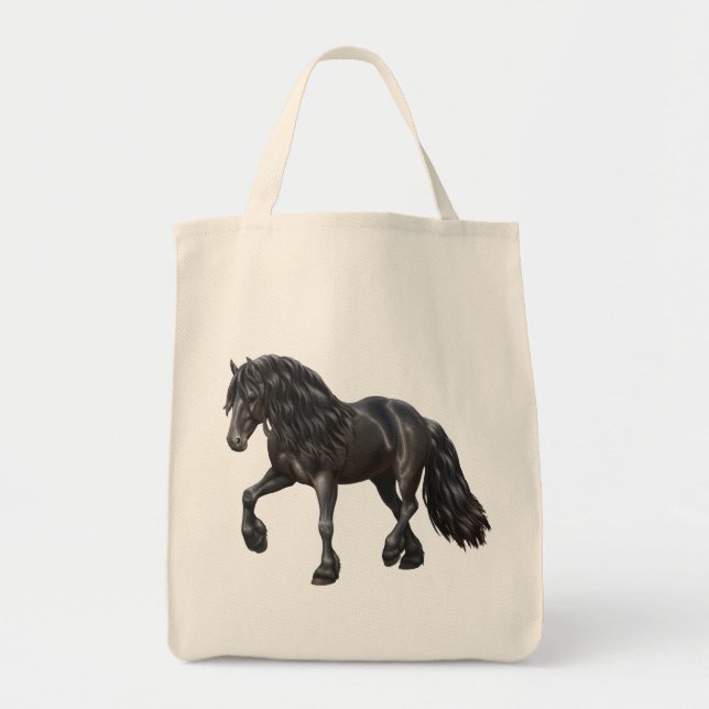 Black Friesian Draught Horse Tote Bag (Front)