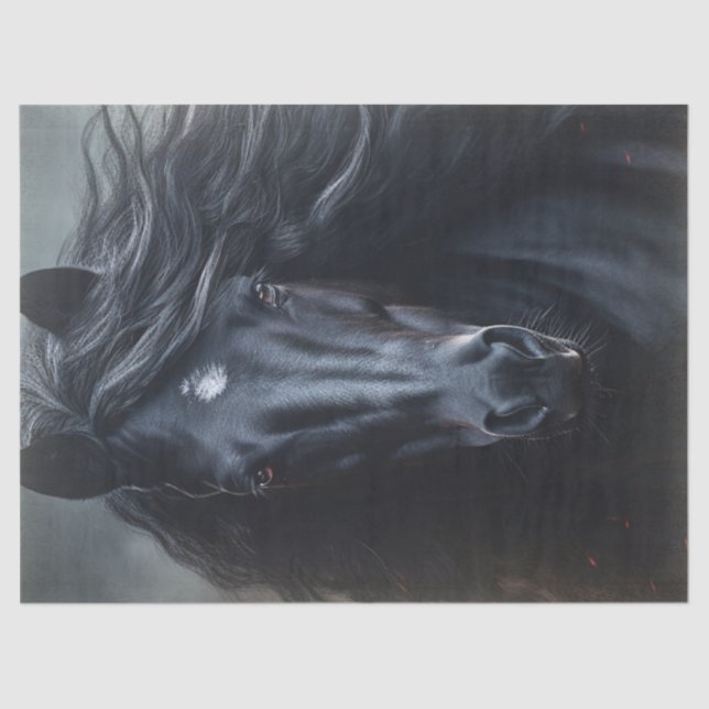 Black Friesian Horse Decoupage Tissue Paper (Front)