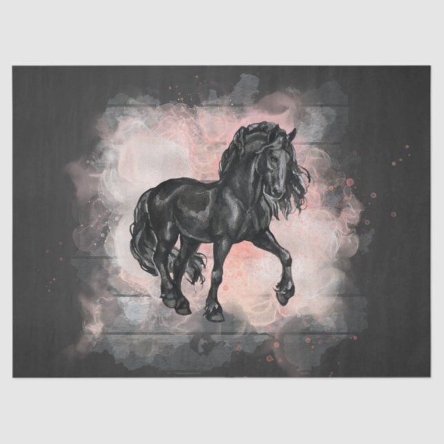 Black Friesian Horse Decoupage Tissue Paper (Front)