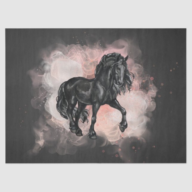 Black Friesian Horse Decoupage Tissue Paper (Front)